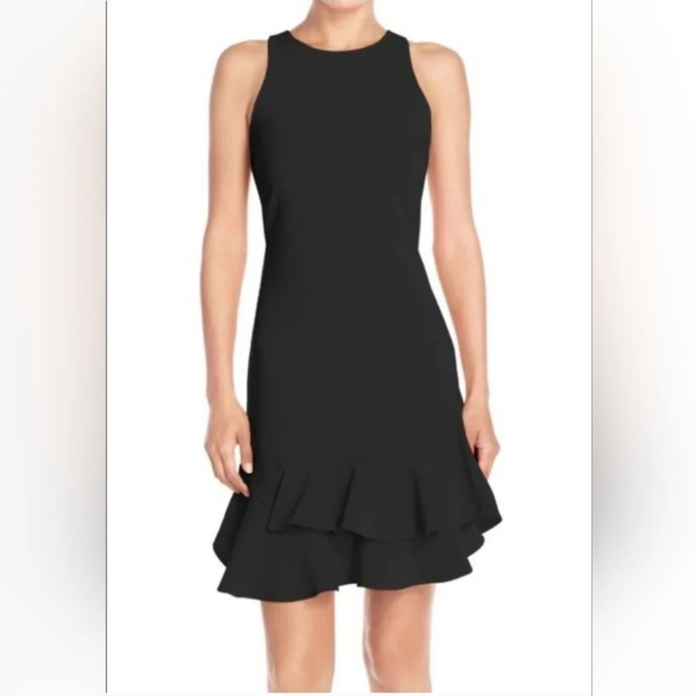 Chelsea28 Black Asymmetrical Ruffled Hem LBD. So Flattering! - Picture 3 of 8